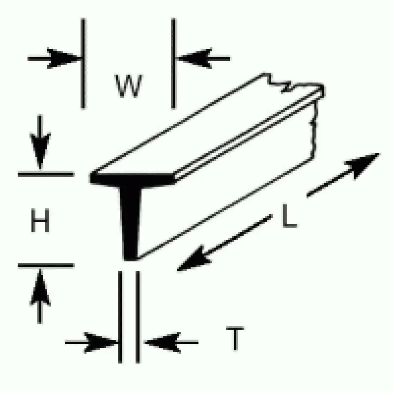 Plastruct TFS4 Tee 3.2 x 3.2 x 375mm