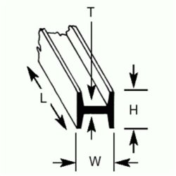 Plastruct HFS3  H-Column 2.4 x 2.4 x 375mm