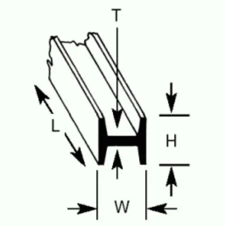 Plastruct HFS3 H-Column 2.4 x 2.4 x 375mm