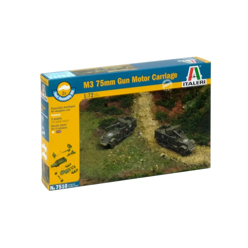 ITALERI M3 76MM GUN MOTOR CARRIAGE (2 FAST ASSEMBLEY MODELS)