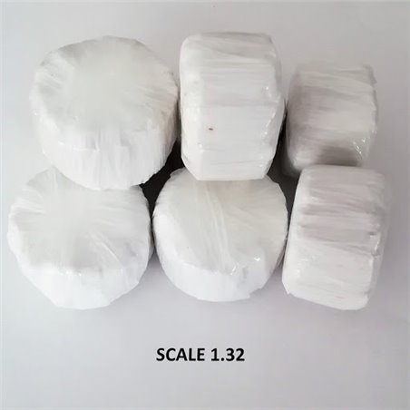ROUND BALES WHITE WRAP FOR SCALE 1:32 WHITE PACK OF 10
