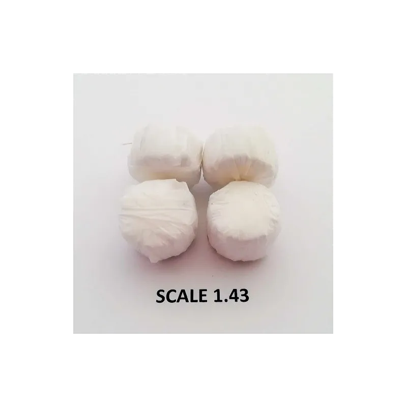 ROUND BALES WHITE WRAP FOR SCALE 1:43 WHITE PACK OF 2