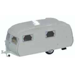 Oxford Diecast Carlight Continental Caravan Light Grey 