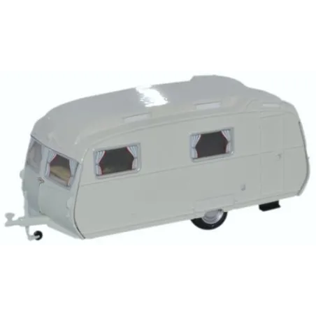 Oxford Diecast Carlight Continental Caravan Light Grey 