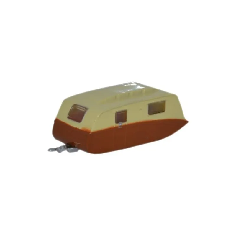 Oxford Diecast Caravan Cream and Brown 