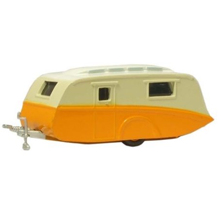 Oxford Diecast Caravan Orange/Cream 