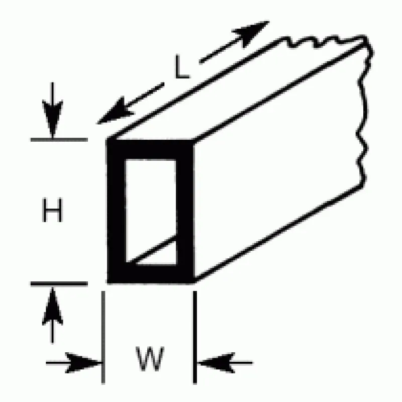 Plastruct RTFS10 Rectangular Tubing 6.4 x 9.5 x 375mm
