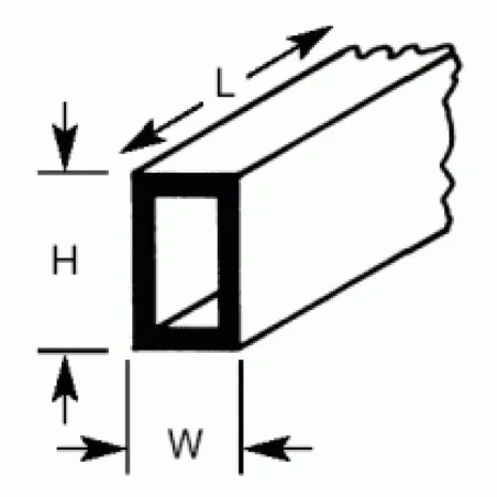 Plastruct RTFS10 Rectangular Tubing 6.4 x 9.5 x 375mm