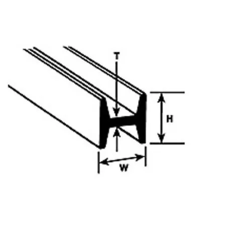 Plastruct HFS10 H-Column 7.9 x 7.9 x 375mm