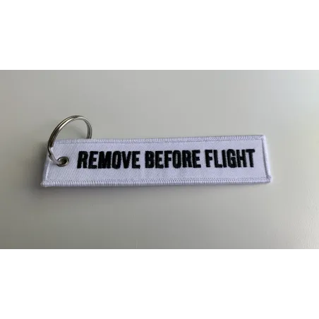 Remove Before Flight Aviation Gifts Key Tag Key Chain in white