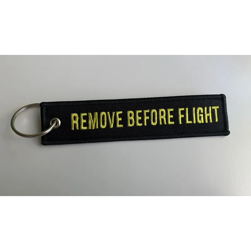 Remove Before Flight Aviation Gifts Key Tag Key Chain in Black / yellow Remove Before Flight Aviation Gifts Key Tag Key Chain in Black / yellow