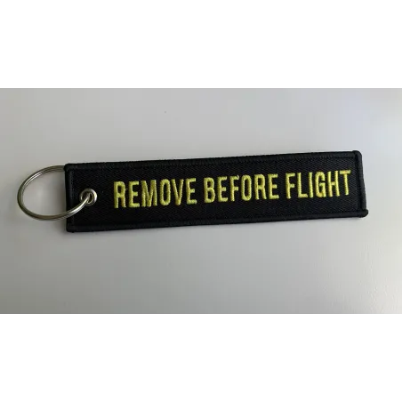Remove Before Flight Aviation Gifts Key Tag Key Chain in Black / yellow