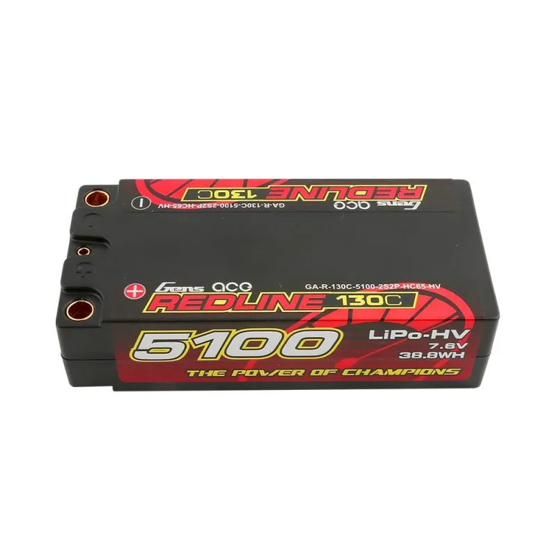 Li-Po HV Car Hard Case 2S2P 7.6V 5100mAh 130C RL Short 5mm
