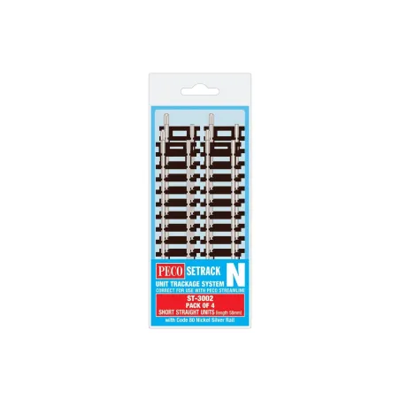 Peco ST-3002 Short Straight (Pack of 4)