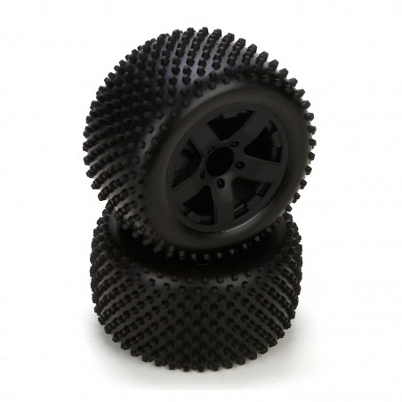 Rear Tire,Premount,Black Wheel(2):1:10 2wd Circuit