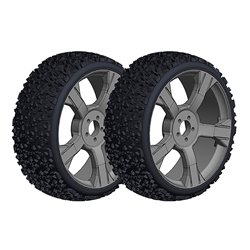 CORALLY OFFROAD 1/8 BUGGY TIRE S NINJA LOW PROFILE GLUED ON BLACK RIMS 1 PAIR