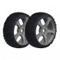 CORALLY OFFROAD 1/8 BUGGY TYRES NINJA LOW PROFILE GLUED ON BLACK RIMS 1 PAIR