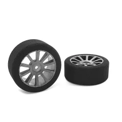 CORALLY ATTACK FOAM TIRES 1/10 GP TOURING 37 SHORE 26MM FRONT CARBON RIMS 2PCS