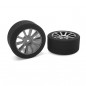 CORALLY ATTACK FOAM TYRES 1/10 GP TOURING 40 SHORE 30MM REAR CARBON RIMS 2PCS