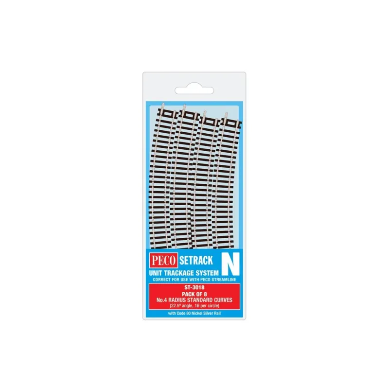 Peco ST-3018 Standard Curve, 4th Radius (Pack of 8)