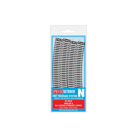 Peco ST-3018 Standard Curve, 4th Radius (Pack of 8)