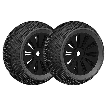 CORALLY OFFROAD 1/8 TRUGGY TYRE GLUED ON BLACK RIMS