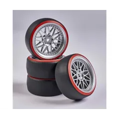 CARSON 1:10 Wheel Set Drift (4) silver/red