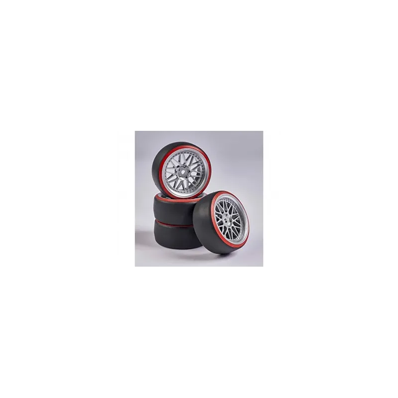 CARSON 1:10 Wheel Set Drift (4) silver/red