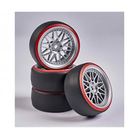 CARSON 1:10 Wheel Set Drift (4) silver/red