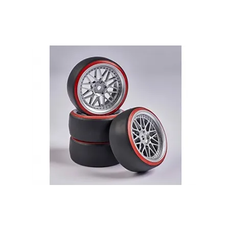 CARSON 1:10 Wheel Set Drift (4) silver/red