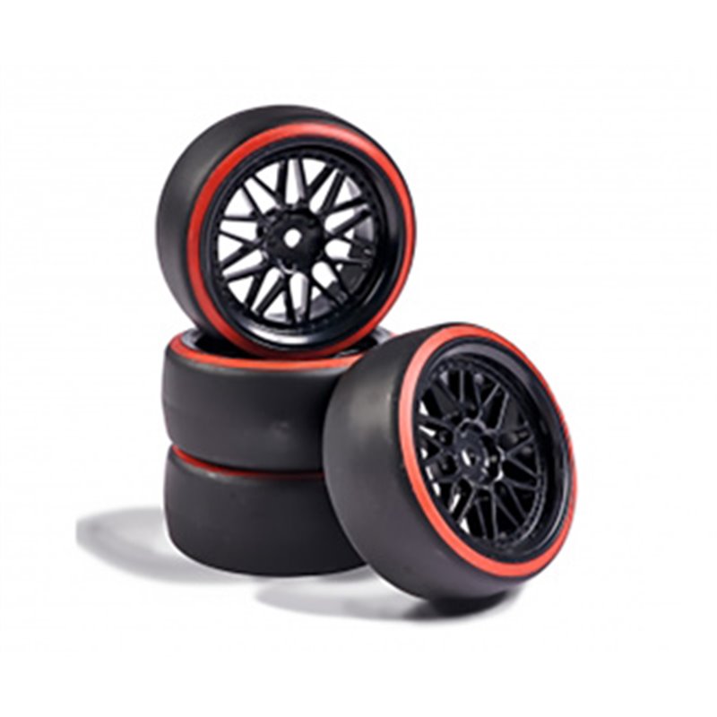 CARSON 1:10 Wheel Set Drift (4) black/red CARSON 1:10 Wheel Set Drift (4) black/red