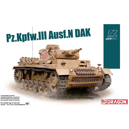 DRAGON 1/72 PZKPFW III AUSF N DAK W/NEO