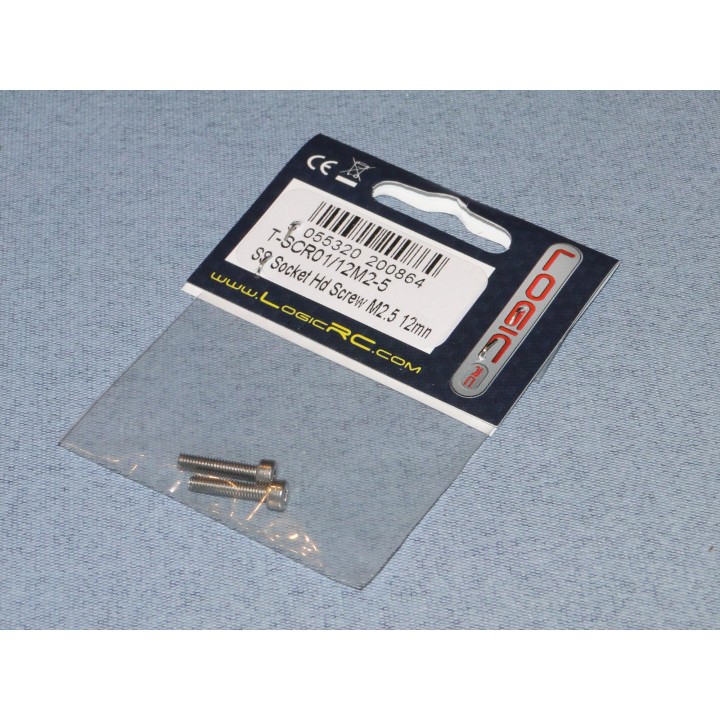 RACTIVE SS Socket Hd Screw M2.5 12mm Pk2 T-SCR01/12M2-5
