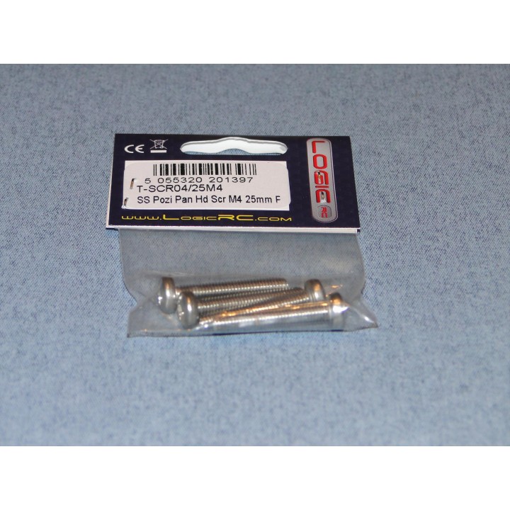 RACTIVE SS Pozi Pan Hd Scr M4 25mm Pk4 T-SCR04/25M4