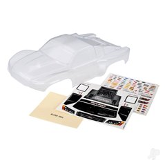 Traxxas Body, Slash 4X4 (clear, requires painting) / window masks / decal sheet