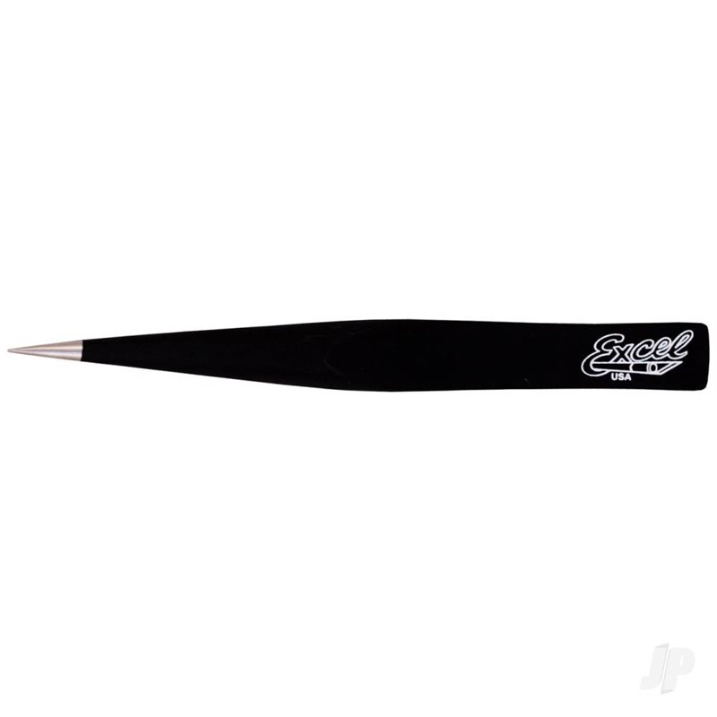 Excel Hollow Handle Ultra Fine Point Tweezers, Black (Carded)