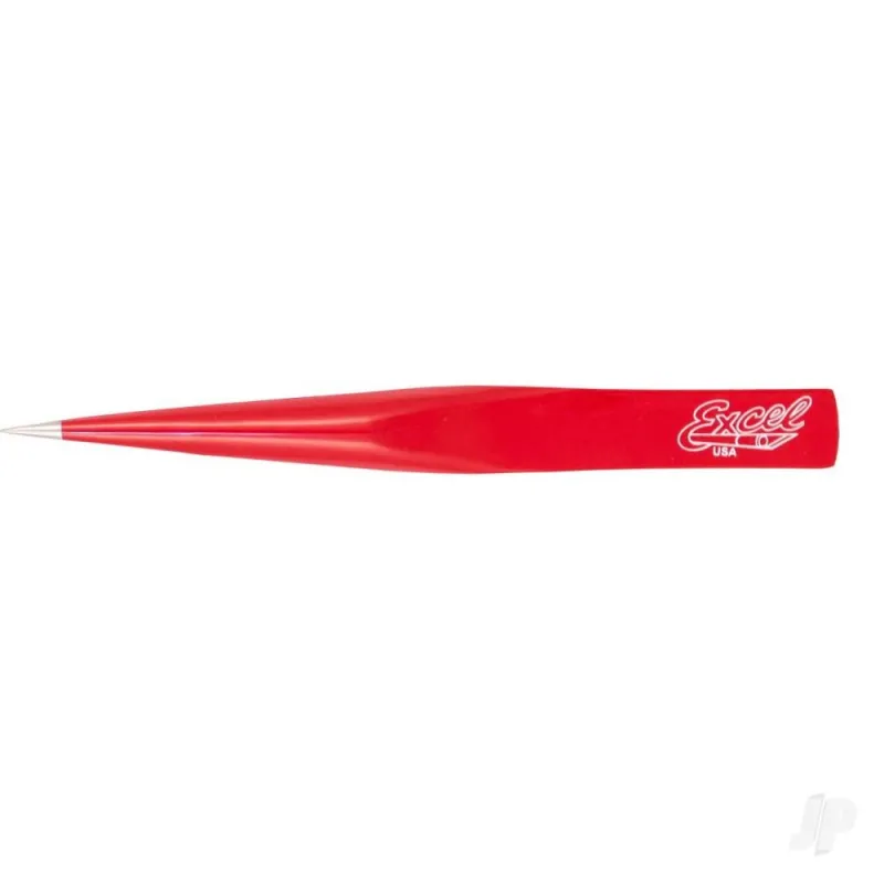 Excel Hollow Handle Ultra Fine Point Tweezers, Red (Carded)