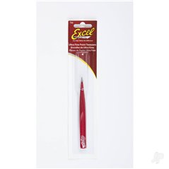 Excel Hollow Handle Ultra Fine Point Tweezers, Red (Carded)