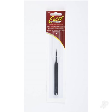 Excel Straight Point Fine Point Tweezers, Black (Carded)