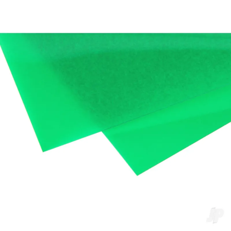 Evergreen 6x12in (15x30cm) Transparent Coloured Sheet .010in Thick GREEN (2 Sheet per pack)