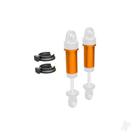 Traxxas Body, GTM shock, 6061-T6 aluminium (orange-anodised) (includes spring pre-load spacers) (2)