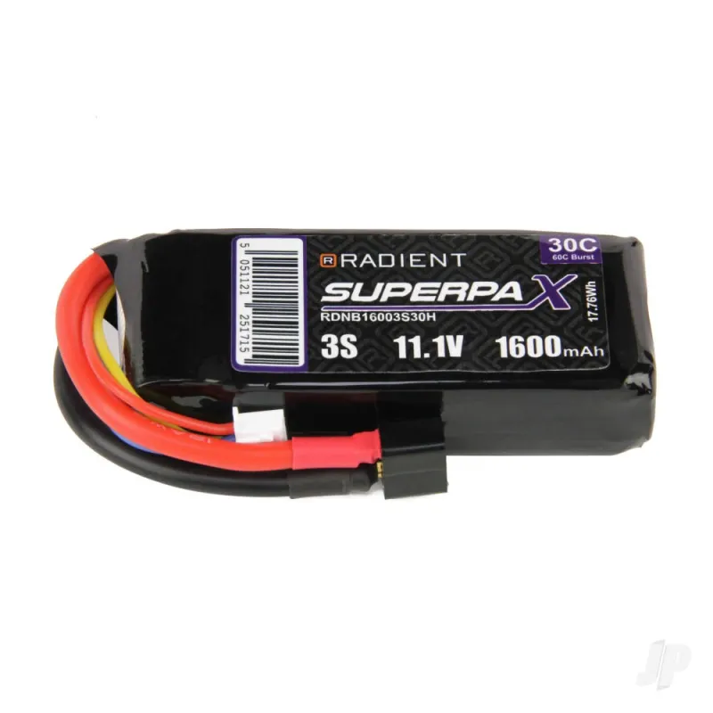 Radient LiPo 3S 1600mAh 11.1V 30C Deans (HCT) Radient LiPo 3S 1600mAh 11.1V 30C Deans (HCT)