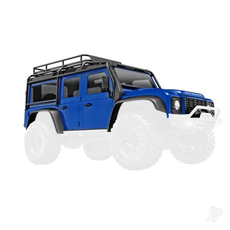 Traxxas Body, Land Rover Defender, complete, blue (includes grille, side mirrors, door handles, fender flares, windshield wipers