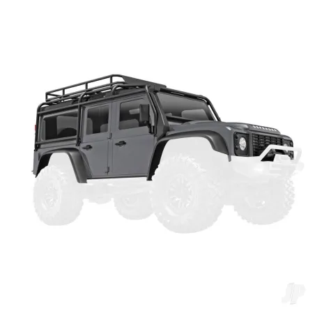Traxxas Body, Land Rover Defender, complete, silver (includes grille, side mirrors, door handles, fender flares, windshield wipe