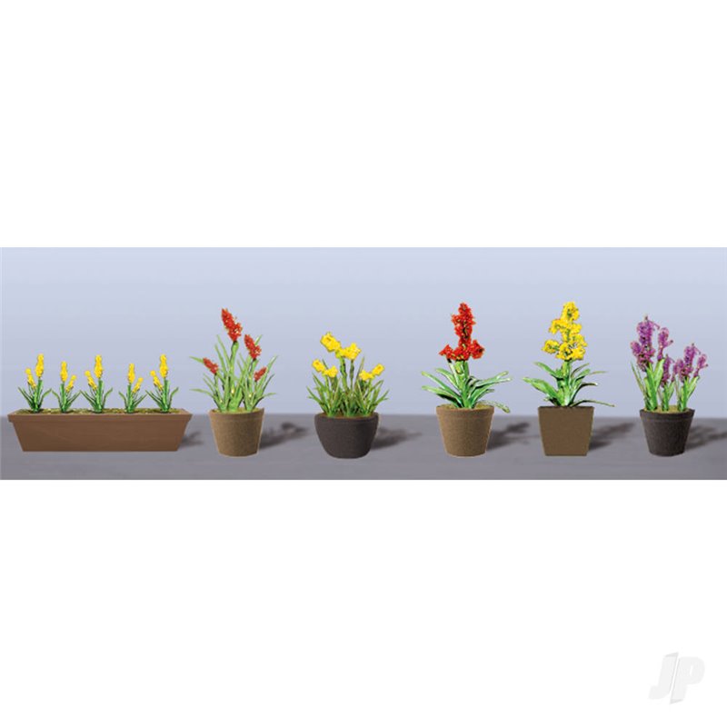 JTT Assorted Potted Flower Plants 2, O-Scale, (6 pack)