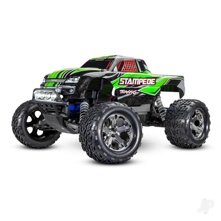 Traxxas Green Stampede 1:10 2WD RTR Electric Monster Truck (+ TQ 2-ch, XL-5, Titan 550, 7-Cell NiMH, DC charger, LED lights)