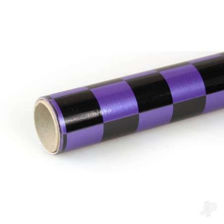 Oracover 2m ORACOVER Fun-3 Medium Chequered, Pearlescent Purple + Black (60cm width)