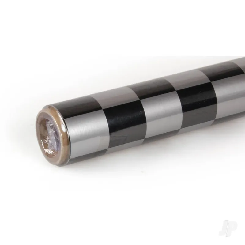 Oracover 2m ORACOVER Fun-3 Medium Chequered, Silver + Black (60cm width)