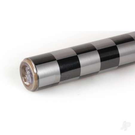 Oracover 2m ORACOVER Fun-3 Medium Chequered, Silver + Black (60cm width)