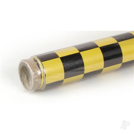 Oracover 2m ORACOVER Fun-3 Medium Chequered, Pearlescent Cadmium Yellow + Black (60cm width)